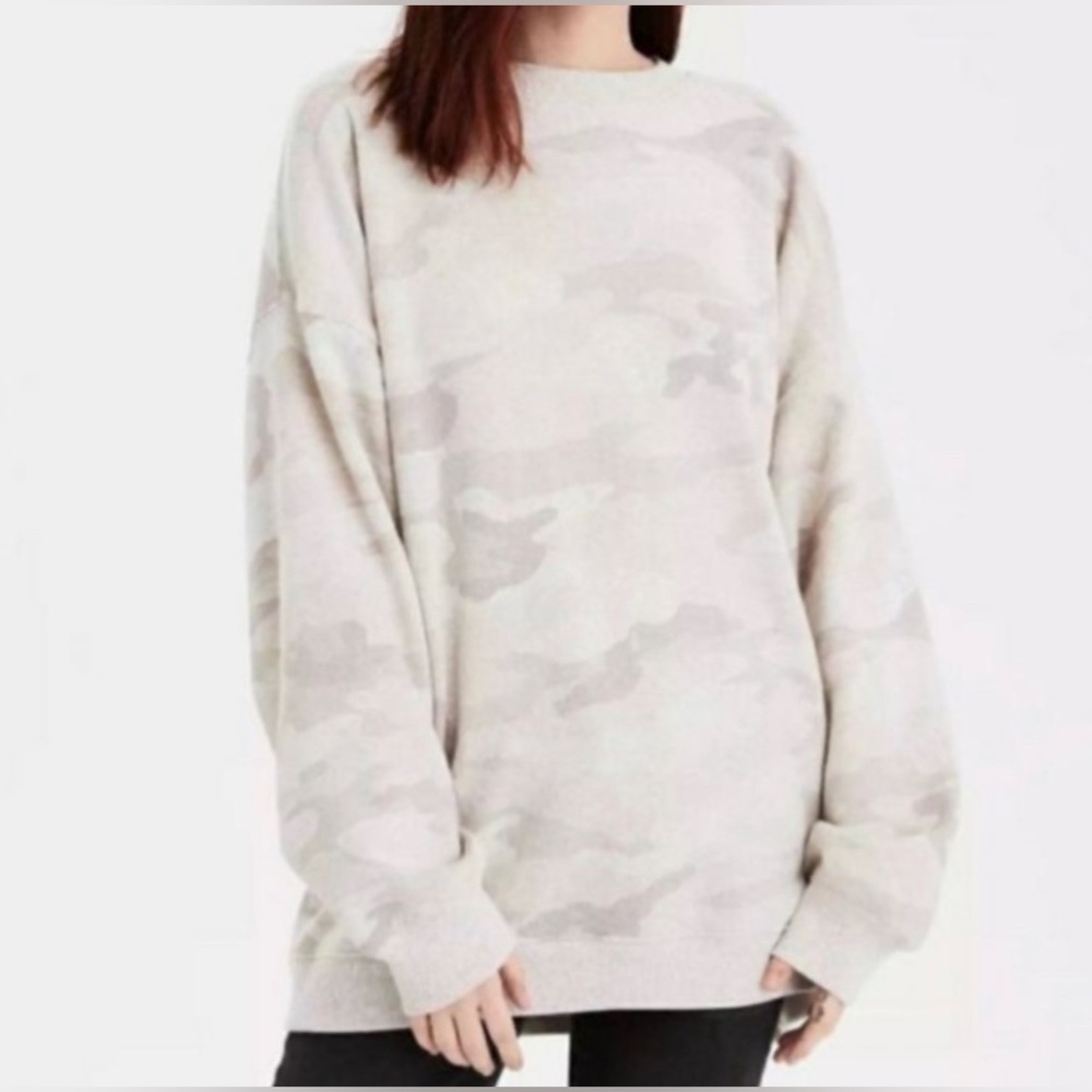 Aerie Oversized Neutral Camo Crewneck
